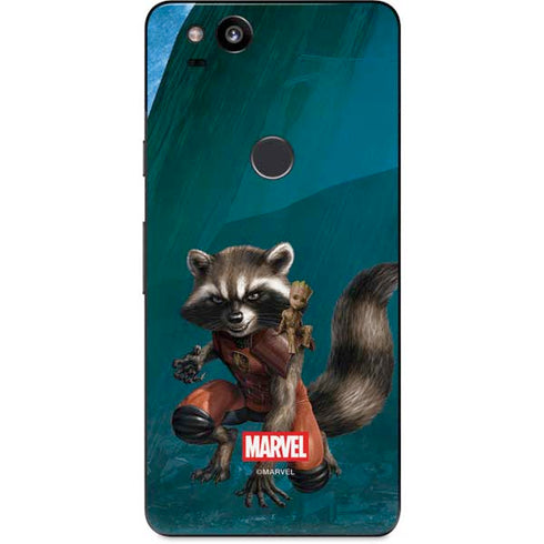 Marvel Rocket and Baby Groot Cosmic Bond Google Pixel 2 Skin